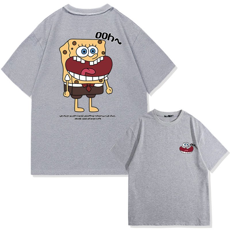 画像5: Surprised Face Spongebob print Tshirt  　ユニセックス 男女兼用びっくり顔スポンジボブプリント半袖  Tシャツ (5)