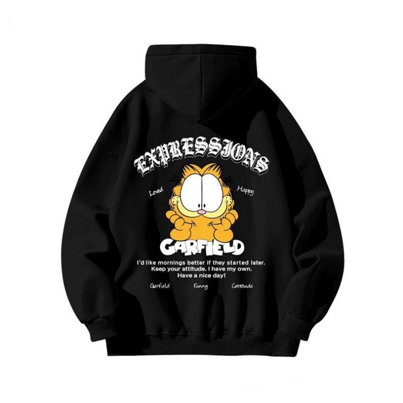 画像2: Garfield print hooded sweatshirt　ユニセックス男女兼用ガーフィールドプリントスウェットパーカー トレーナー  (2)