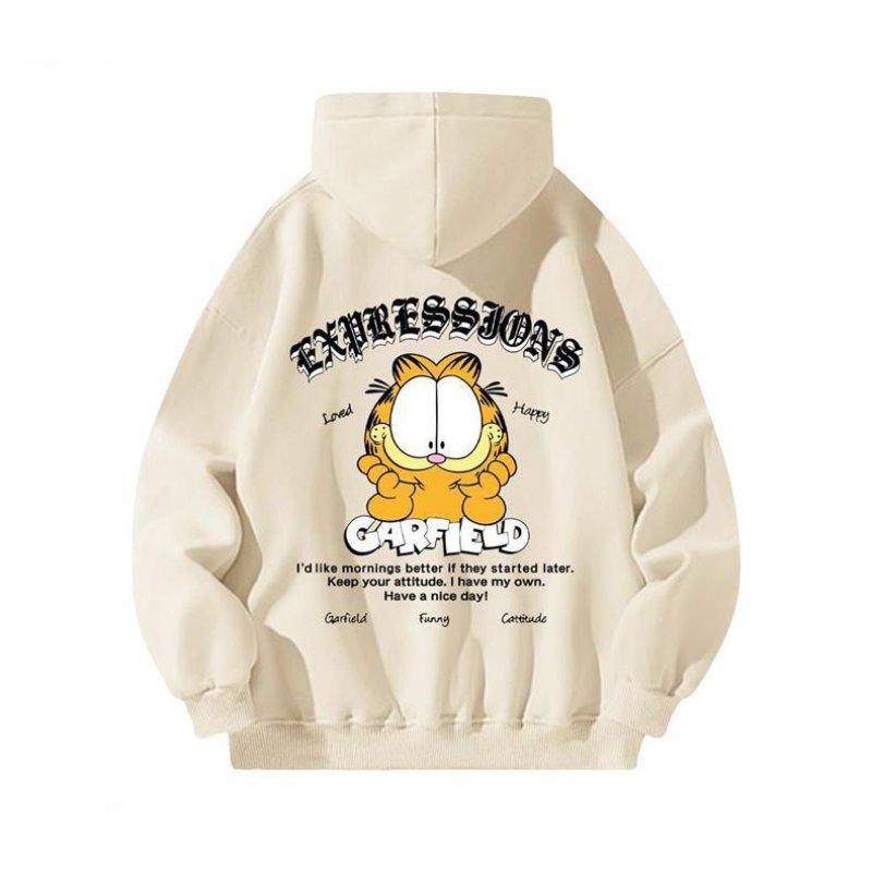画像1: Garfield print hooded sweatshirt　ユニセックス男女兼用ガーフィールドプリントスウェットパーカー トレーナー  (1)