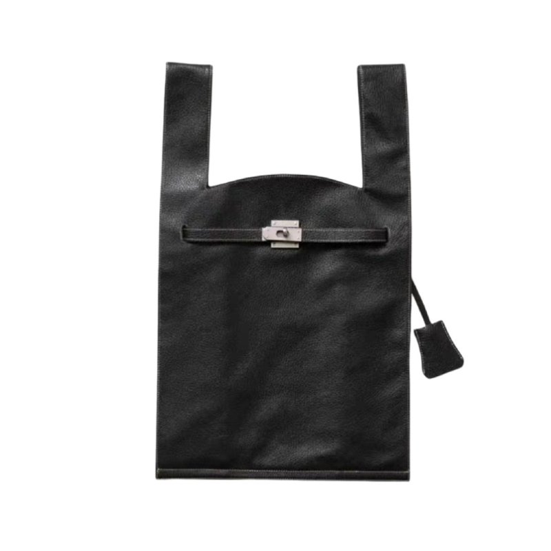 画像1: BK Real shrink leather market shoulder tote bag L BK リアル シュリンク レザー トート ショルダーバッグ (1)