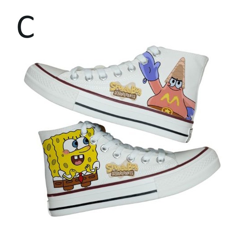 画像3:  Unisex Spongebob Squarepants High-Top Canvas Lace-Up Sneakers　ユニセックス男女兼用スポンジボブハイカットキャンバスハイカットレースアップスニーカー (3)