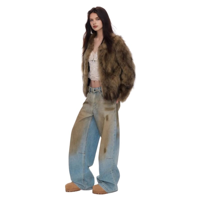 画像3: Unisex Super Baggy Fit Dirt Mud Damage Jeans Denim Pants ユニセックス 男女兼用 スーパー バギー 泥 汚れ加工 中古 ヴィンテージ 古着 ダメージ 加工 デニムパンツ ジーンズ (3)