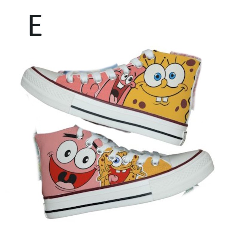 画像5:  Unisex Spongebob Squarepants High-Top Canvas Lace-Up Sneakers　ユニセックス男女兼用スポンジボブハイカットキャンバスハイカットレースアップスニーカー (5)