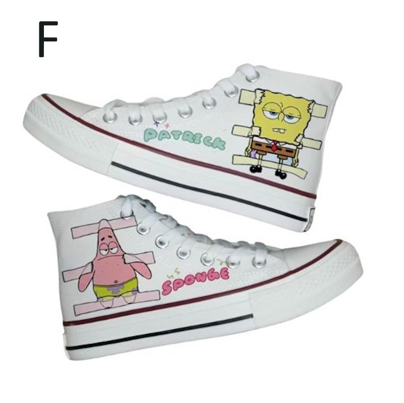 画像6:  Unisex Spongebob Squarepants High-Top Canvas Lace-Up Sneakers　ユニセックス男女兼用スポンジボブハイカットキャンバスハイカットレースアップスニーカー (6)