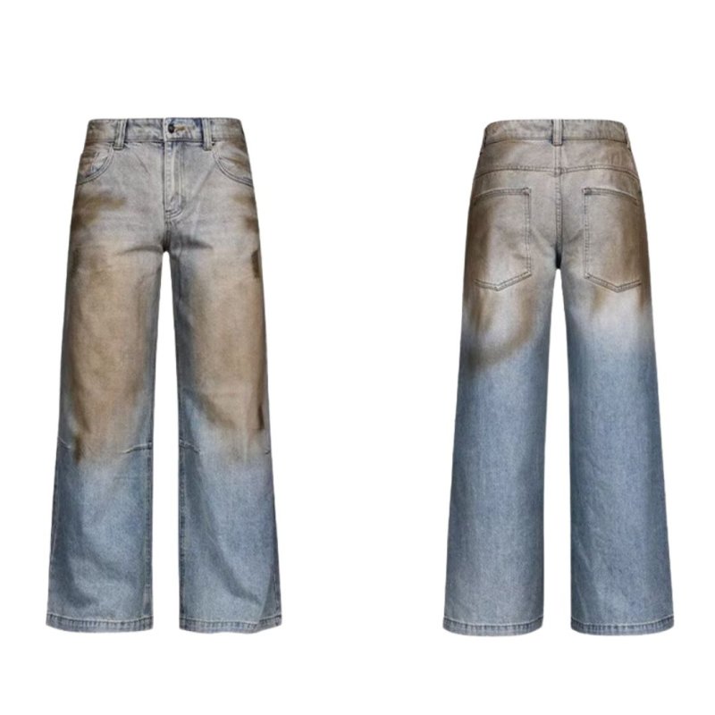画像6: Unisex Super Baggy Fit Dirt Mud Damage Jeans Denim Pants ユニセックス 男女兼用 スーパー バギー 泥 汚れ加工 中古 ヴィンテージ 古着 ダメージ 加工 デニムパンツ ジーンズ (6)