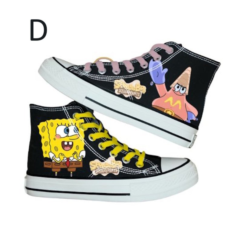 画像4:  Unisex Spongebob Squarepants High-Top Canvas Lace-Up Sneakers　ユニセックス男女兼用スポンジボブハイカットキャンバスハイカットレースアップスニーカー (4)