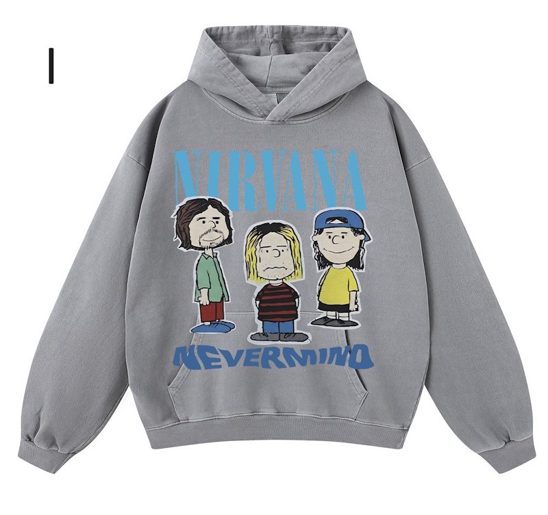 画像1: Unisex Nirvana Comic Print Hoodie sweatshirt　ユニセックス男女兼用ニルヴァーナコミックプリントヴィンテージスタイルスウェットパーカー  (1)