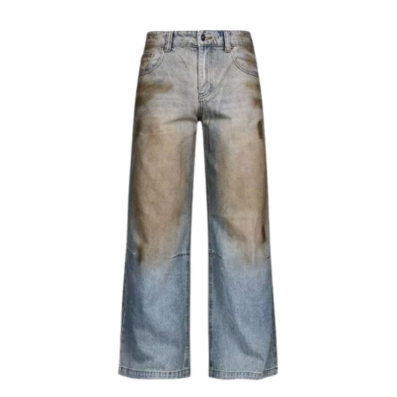 画像5: Unisex Super Baggy Fit Dirt Mud Damage Jeans Denim Pants ユニセックス 男女兼用 スーパー バギー 泥 汚れ加工 中古 ヴィンテージ 古着 ダメージ 加工 デニムパンツ ジーンズ (5)