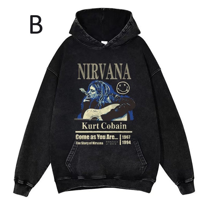 画像3: Unisex Nirvana Hoodie sweatshirt　ユニセックス男女兼用ニルヴァーナプリントヴィンテージスタイルスウェットパーカー  (3)