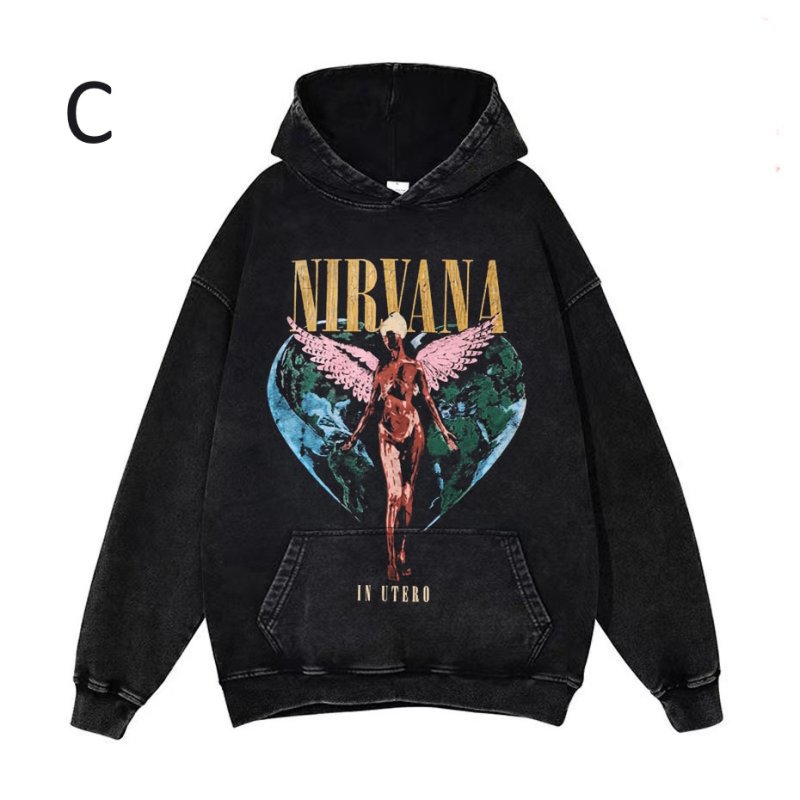 画像4: Unisex Nirvana Hoodie sweatshirt　ユニセックス男女兼用ニルヴァーナプリントヴィンテージスタイルスウェットパーカー  (4)