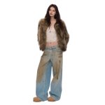 画像4: Unisex Super Baggy Fit Dirt Mud Damage Jeans Denim Pants ユニセックス 男女兼用 スーパー バギー 泥 汚れ加工 中古 ヴィンテージ 古着 ダメージ 加工 デニムパンツ ジーンズ (4)