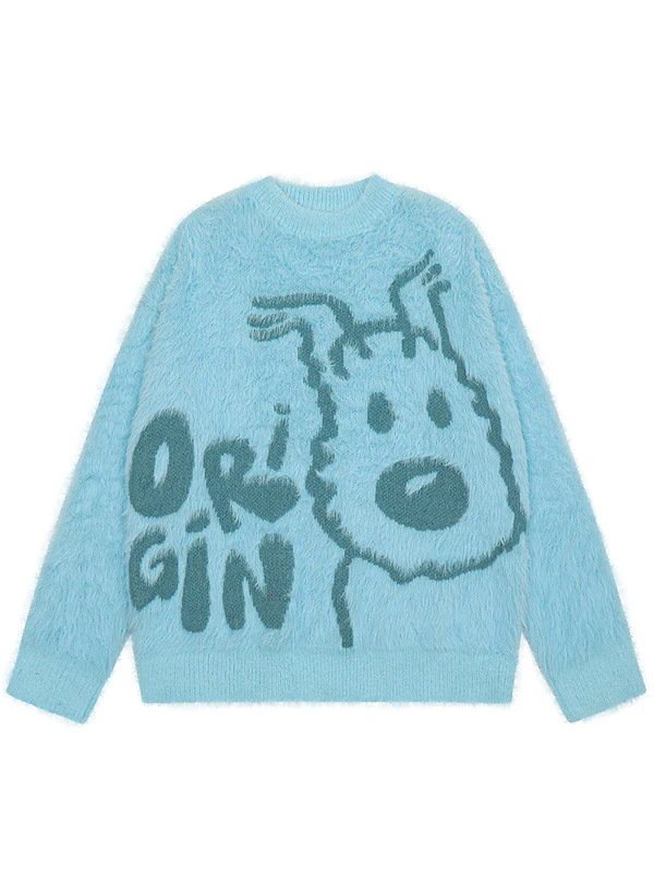 画像2: Unisex Dog-knitted mohair sweater pullover　ユニセックス男女兼用ドッグ犬編み込みモヘアセータープルオーバー (2)