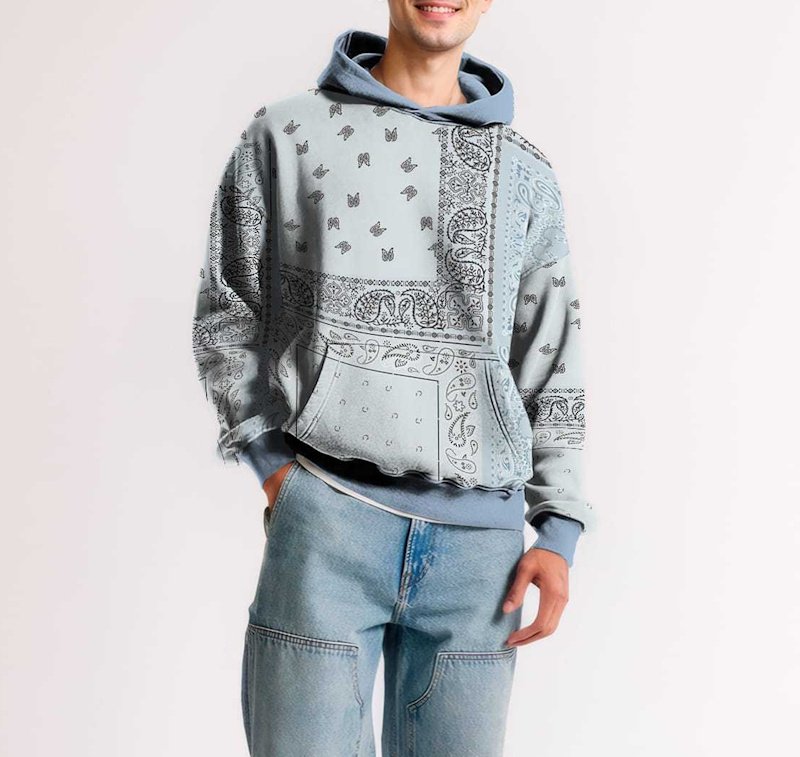 画像6: Unisex Paisley bandana print hoodie sweatshirt  ユニセックス男女兼用ペイズリーバンダナ柄フーディスウェットパーカー  (6)