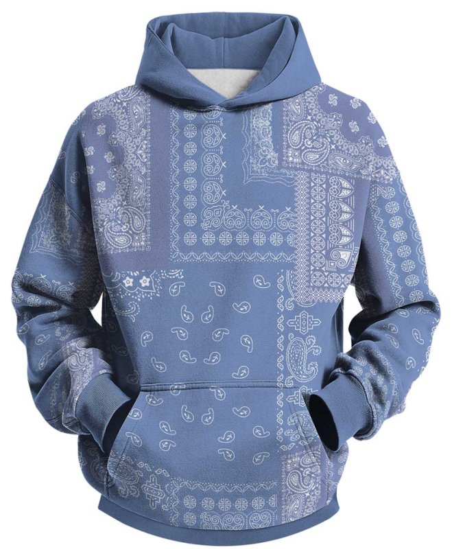 画像4: Unisex Paisley bandana print hoodie sweatshirt  ユニセックス男女兼用ペイズリーバンダナ柄フーディスウェットパーカー  (4)