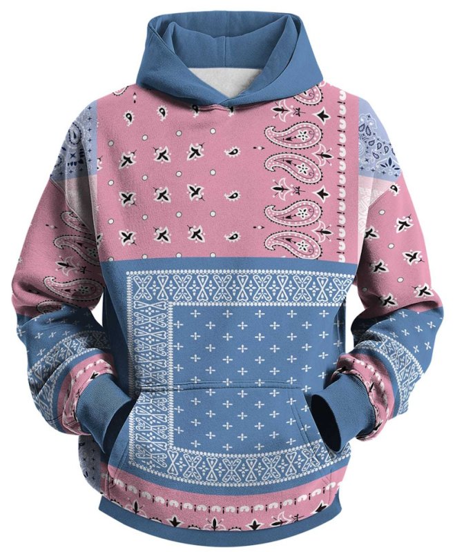 画像5: Unisex Paisley bandana print hoodie sweatshirt  ユニセックス男女兼用ペイズリーバンダナ柄フーディスウェットパーカー  (5)