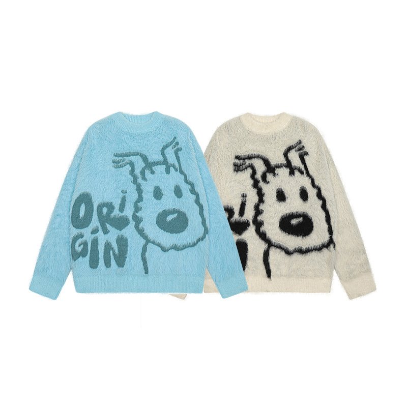画像3: Unisex Dog-knitted mohair sweater pullover　ユニセックス男女兼用ドッグ犬編み込みモヘアセータープルオーバー (3)