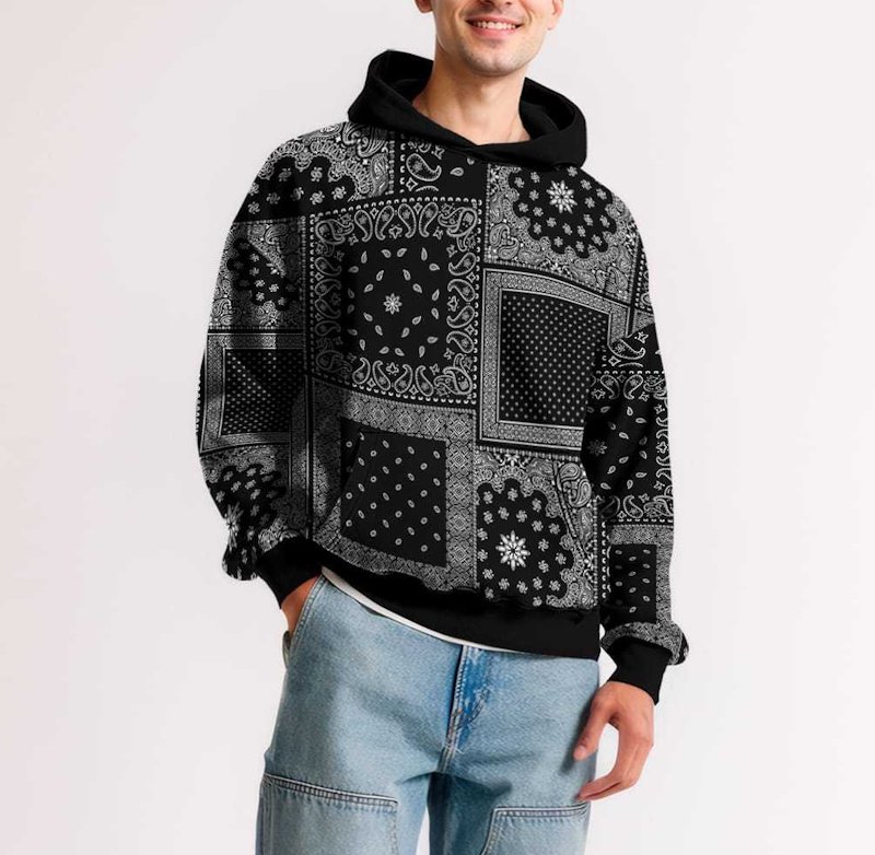 画像7: Unisex Paisley bandana print hoodie sweatshirt  ユニセックス男女兼用ペイズリーバンダナ柄フーディスウェットパーカー  (7)