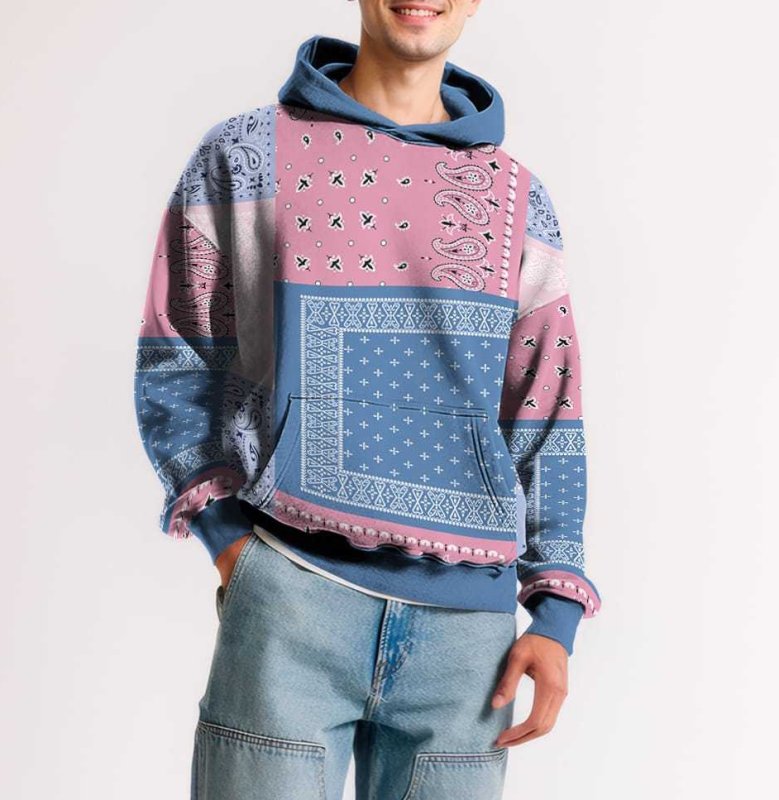 画像10: Unisex Paisley bandana print hoodie sweatshirt  ユニセックス男女兼用ペイズリーバンダナ柄フーディスウェットパーカー  (10)