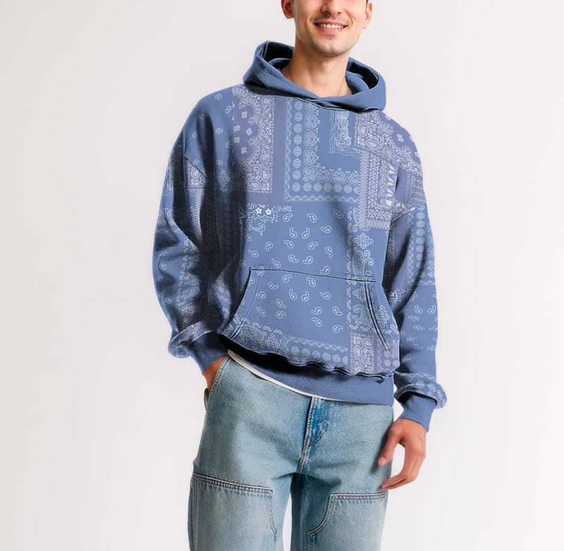 画像9: Unisex Paisley bandana print hoodie sweatshirt  ユニセックス男女兼用ペイズリーバンダナ柄フーディスウェットパーカー  (9)