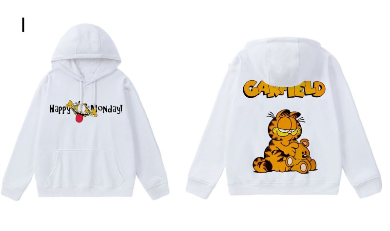 画像10: Unisex Garfield Print Hoodie Sweatshirt sweatshirt  ユニセックス男女兼用ガーフィールドホワイトフーディスウェットパーカー  (10)