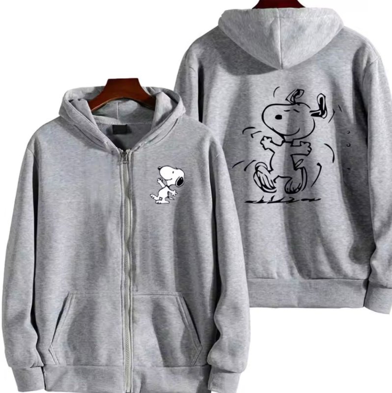 画像6: Unisex Be Happy Snoopy Print Zip-Up Hoodie  sweatshirt  ユニセックス男女兼用ハッピースヌーピージップアップフーディスウェットパーカー  (6)