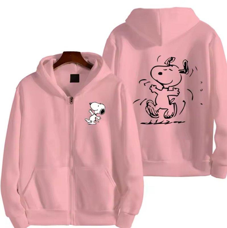 画像7: Unisex Be Happy Snoopy Print Zip-Up Hoodie  sweatshirt  ユニセックス男女兼用ハッピースヌーピージップアップフーディスウェットパーカー  (7)