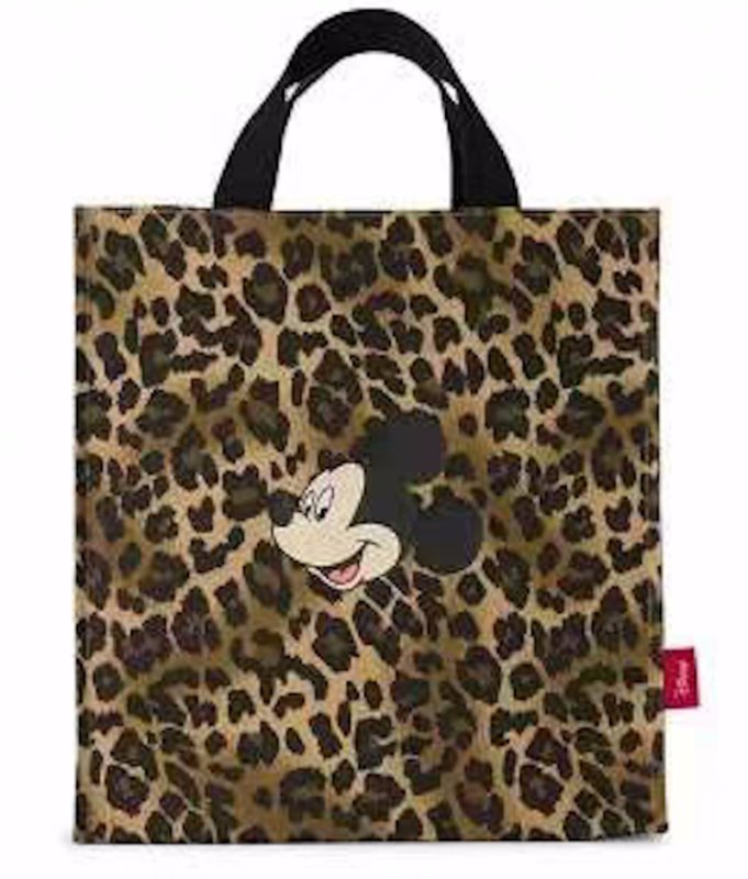 画像1: Leopard print color-matching Mickey Mouse tote shopping bag　レオパード&ミッキーマウスカラーマチングトートショッピング通勤通学エコバッグ (1)