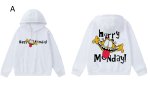 画像2: Unisex Garfield Print Hoodie Sweatshirt sweatshirt  ユニセックス男女兼用ガーフィールドホワイトフーディスウェットパーカー  (2)