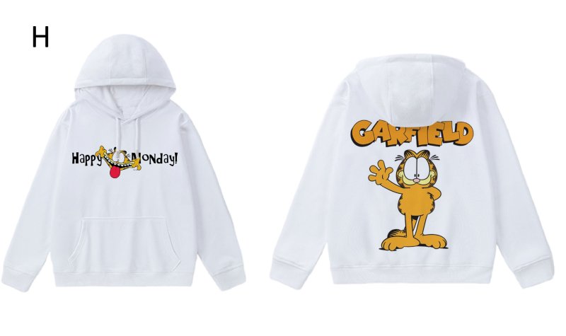画像9: Unisex Garfield Print Hoodie Sweatshirt sweatshirt  ユニセックス男女兼用ガーフィールドホワイトフーディスウェットパーカー  (9)
