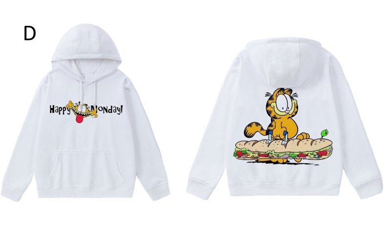 画像5: Unisex Garfield Print Hoodie Sweatshirt sweatshirt  ユニセックス男女兼用ガーフィールドホワイトフーディスウェットパーカー  (5)