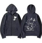 画像1: Unisex Be Happy Snoopy Print Zip-Up Hoodie  sweatshirt  ユニセックス男女兼用ハッピースヌーピージップアップフーディスウェットパーカー  (1)