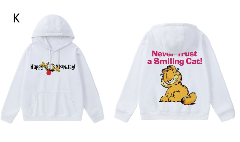 画像12: Unisex Garfield Print Hoodie Sweatshirt sweatshirt  ユニセックス男女兼用ガーフィールドホワイトフーディスウェットパーカー  (12)