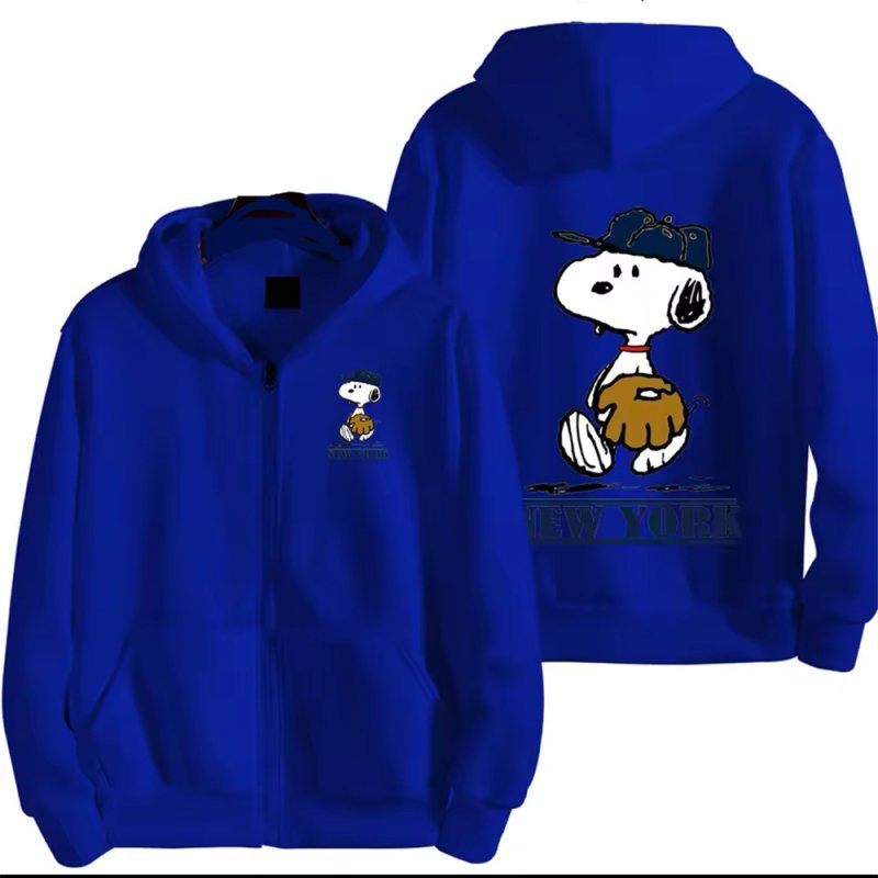 画像5: Unisex Baseball Snoopy Print Zip-Up Hoodie  sweatshirt  ユニセックス男女兼用ベースボールスヌーピージップアップフーディスウェットパーカー  (5)