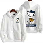 画像1: Unisex Baseball Snoopy Print Zip-Up Hoodie  sweatshirt  ユニセックス男女兼用ベースボールスヌーピージップアップフーディスウェットパーカー  (1)