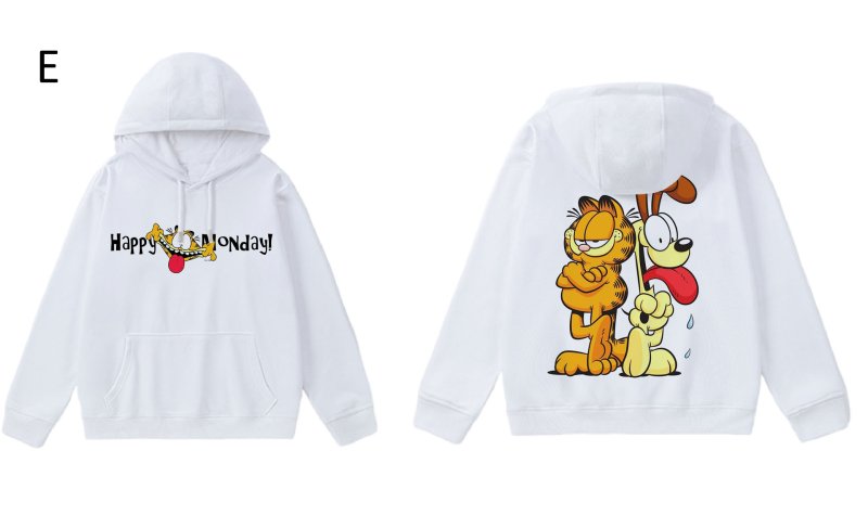 画像6: Unisex Garfield Print Hoodie Sweatshirt sweatshirt  ユニセックス男女兼用ガーフィールドホワイトフーディスウェットパーカー  (6)