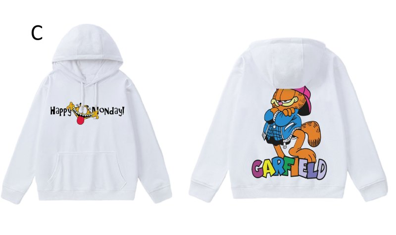 画像4: Unisex Garfield Print Hoodie Sweatshirt sweatshirt  ユニセックス男女兼用ガーフィールドホワイトフーディスウェットパーカー  (4)