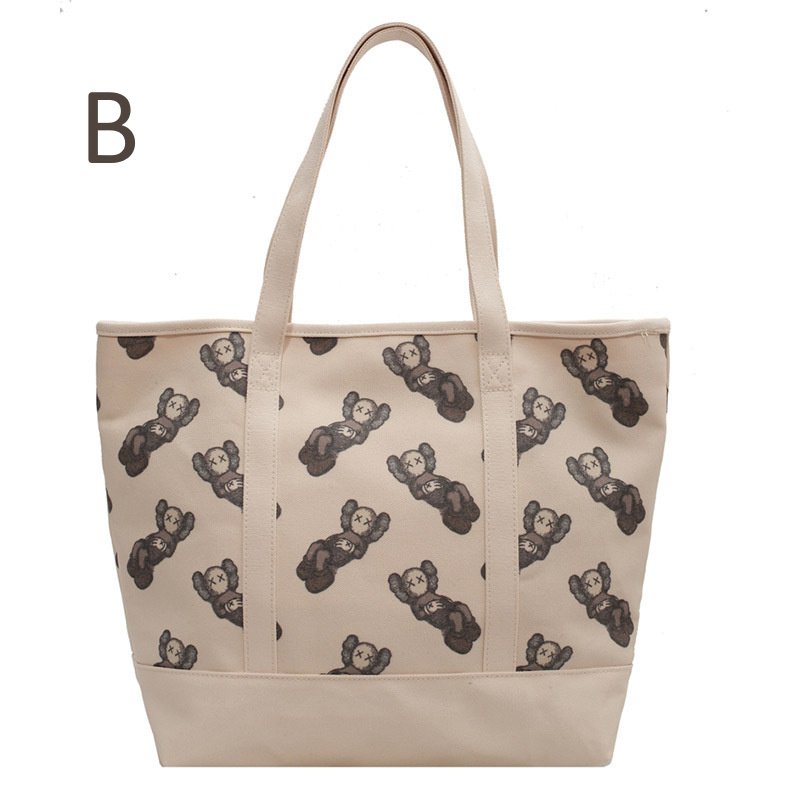 画像3: Kaws Canvas Large Capacity Tote Shoulder Bag for Shopping, Commuting, and School　カウズキャンバスラージキャパシティー トートショルダー ショッピング通勤通学エコバッグ (3)