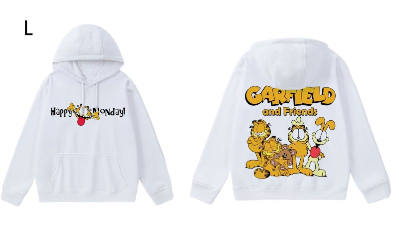 画像13: Unisex Garfield Print Hoodie Sweatshirt sweatshirt  ユニセックス男女兼用ガーフィールドホワイトフーディスウェットパーカー  (13)