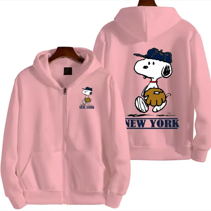 画像10: Unisex Baseball Snoopy Print Zip-Up Hoodie  sweatshirt  ユニセックス男女兼用ベースボールスヌーピージップアップフーディスウェットパーカー  (10)