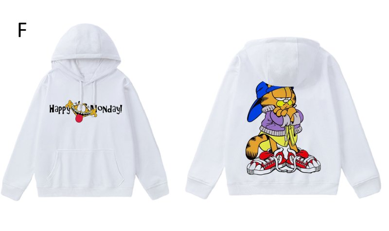 画像7: Unisex Garfield Print Hoodie Sweatshirt sweatshirt  ユニセックス男女兼用ガーフィールドホワイトフーディスウェットパーカー  (7)