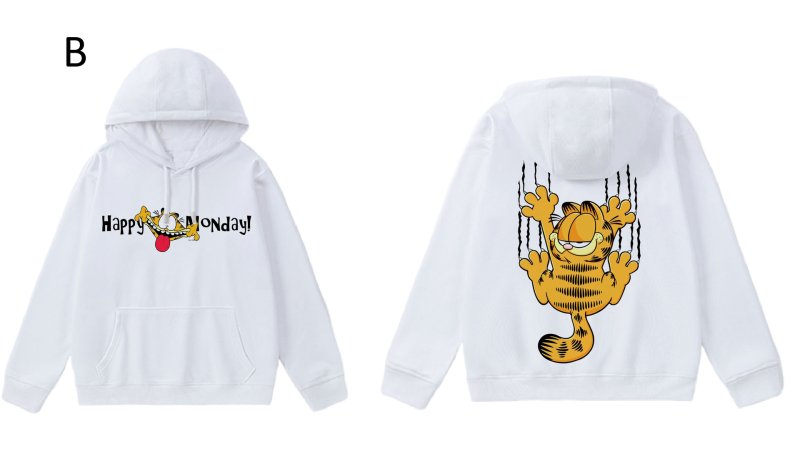 画像3: Unisex Garfield Print Hoodie Sweatshirt sweatshirt  ユニセックス男女兼用ガーフィールドホワイトフーディスウェットパーカー  (3)