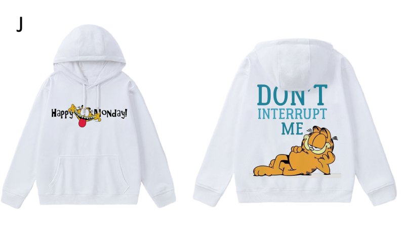 画像11: Unisex Garfield Print Hoodie Sweatshirt sweatshirt  ユニセックス男女兼用ガーフィールドホワイトフーディスウェットパーカー  (11)