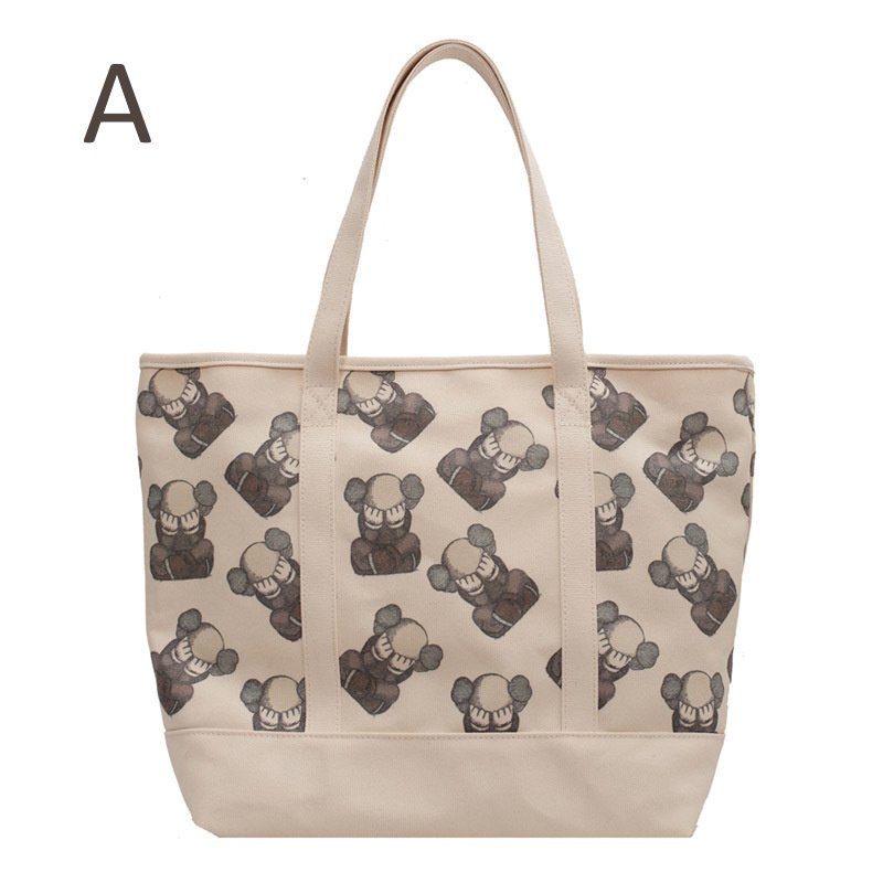 画像2: Kaws Canvas Large Capacity Tote Shoulder Bag for Shopping, Commuting, and School　カウズキャンバスラージキャパシティー トートショルダー ショッピング通勤通学エコバッグ (2)