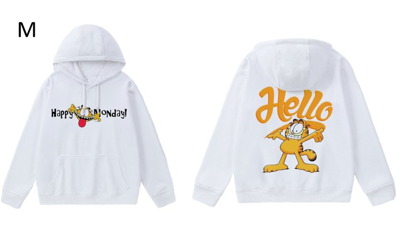 画像14: Unisex Garfield Print Hoodie Sweatshirt sweatshirt  ユニセックス男女兼用ガーフィールドホワイトフーディスウェットパーカー  (14)