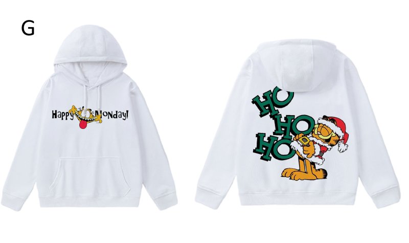 画像8: Unisex Garfield Print Hoodie Sweatshirt sweatshirt  ユニセックス男女兼用ガーフィールドホワイトフーディスウェットパーカー  (8)