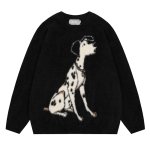 画像2: Unisex Dalmatian jacquard round neck mohair sweater pullover　ユニセックス男女兼用ダルメシアンジャカードラウンドネックモヘアセーターラウンドネック (2)