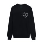 画像1: Heart barbed wire Sweater Wool Pullover ハートディテール セーター 長袖セーター セーター プルオーバー  (1)