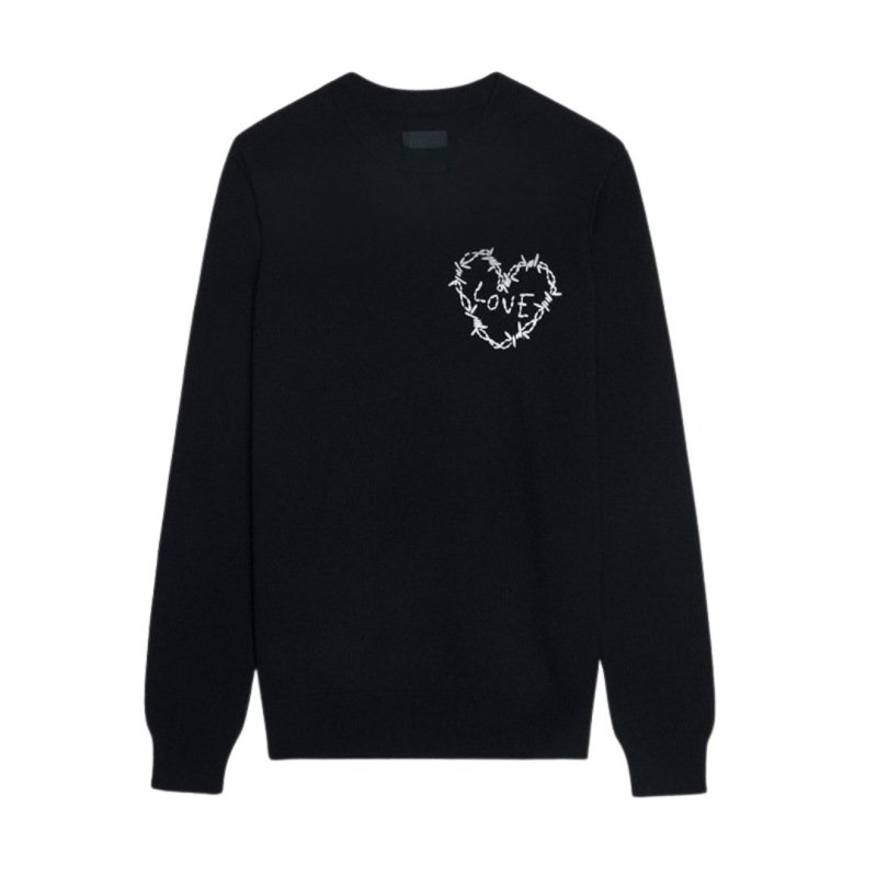 画像1: Heart barbed wire Sweater Wool Pullover ハートディテール セーター 長袖セーター セーター プルオーバー  (1)