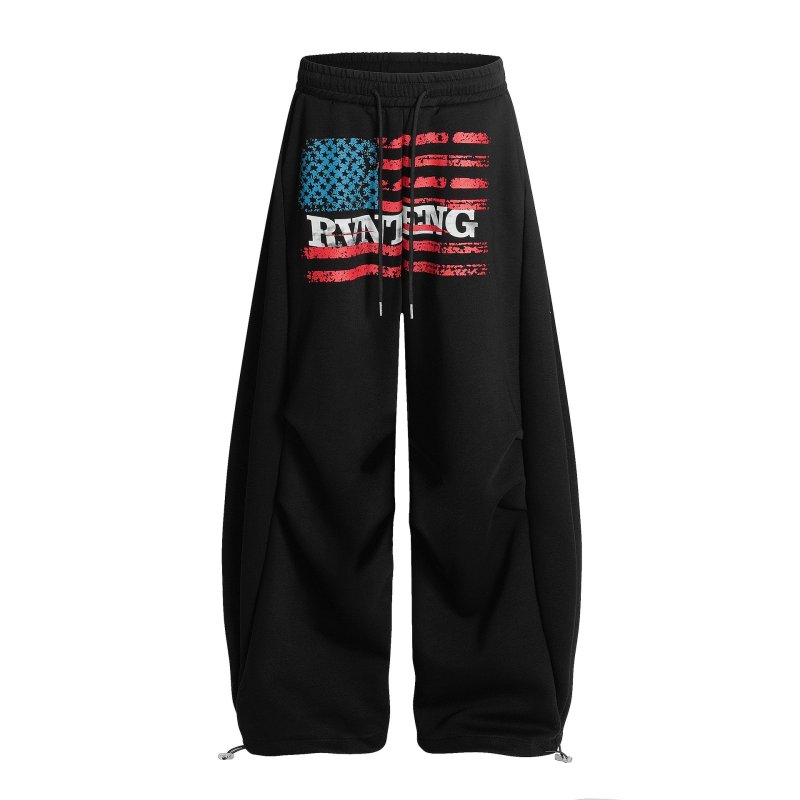 画像2: Unisex American Flag Print Parachute Sweatpants ユニセックス 男女兼用アメリカンフラッグプリントパラシュートスウェット パンツ (2)