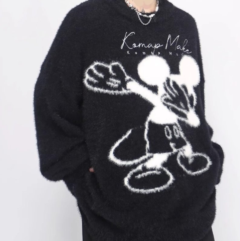 画像3: Unisex Mickey Mouse knitted retro style sweater pullover　ユニセックス男女兼用ミッキーマウス編み込みヴィンテージスタイルラウンドネックセーター (3)